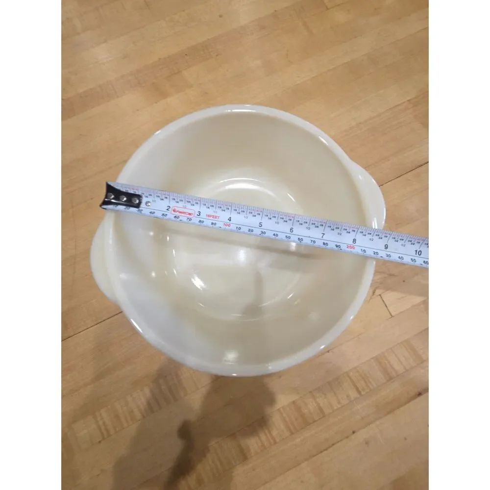 Vintage Fire King Milk Glass 1.5 Qt Casserole Bowl Tab Handles 1940s